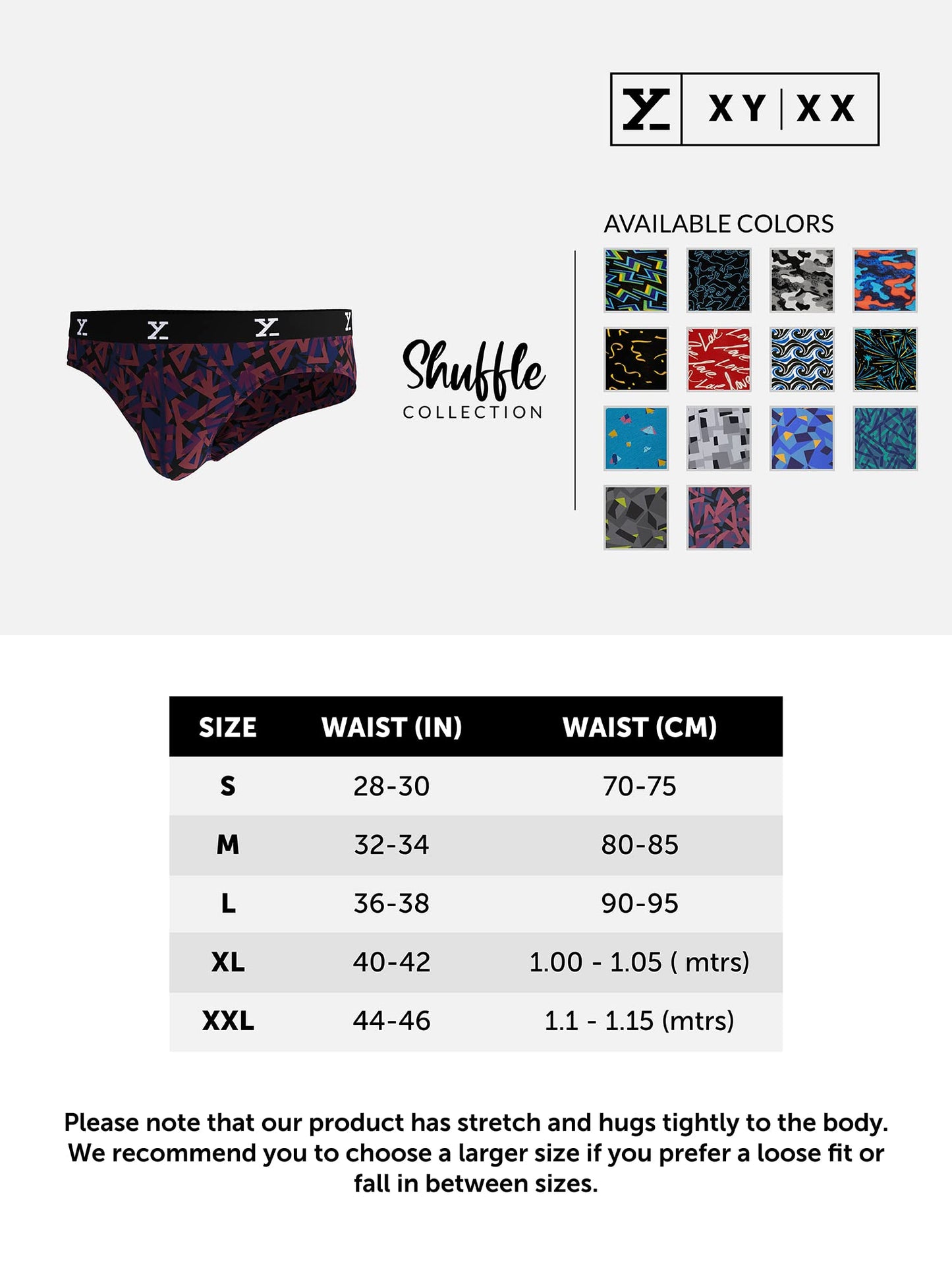 XYXX Mens Modal Slim Geometric Briefs (Pack of 2) (XY_R5_BRF_02_Boxy Grey + Prism Blue