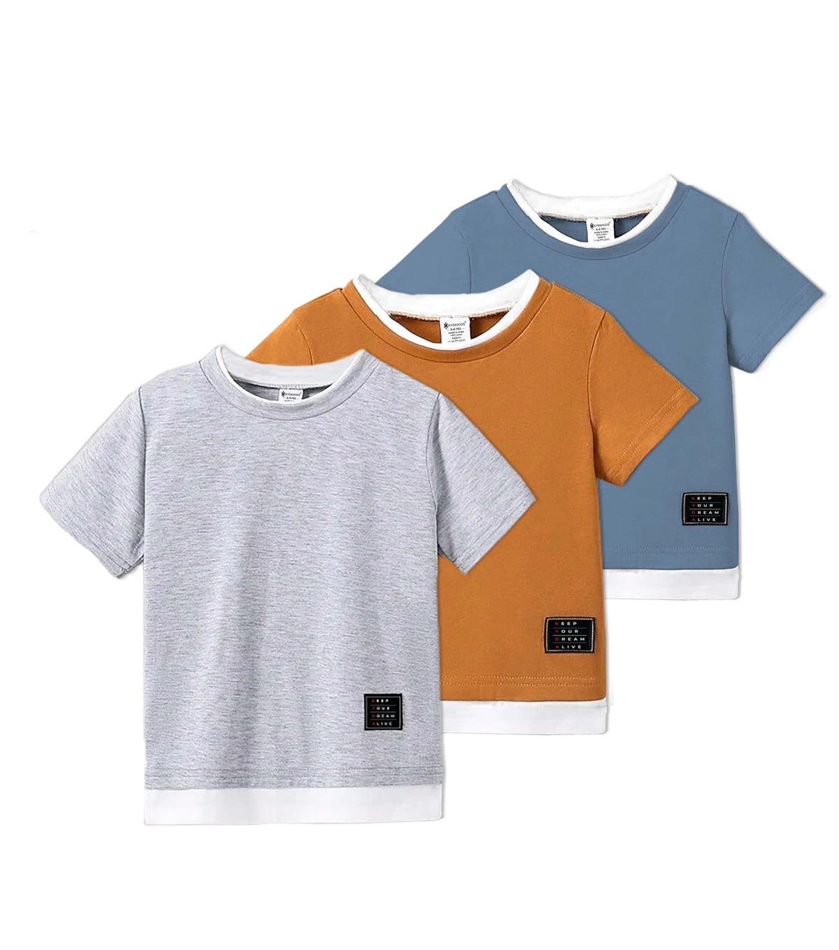 Kyda Kids Boys 100% Cotton Regular Fit Half Sleeve Solid Round Neck Tshirt For Boys (Pack Of 3)