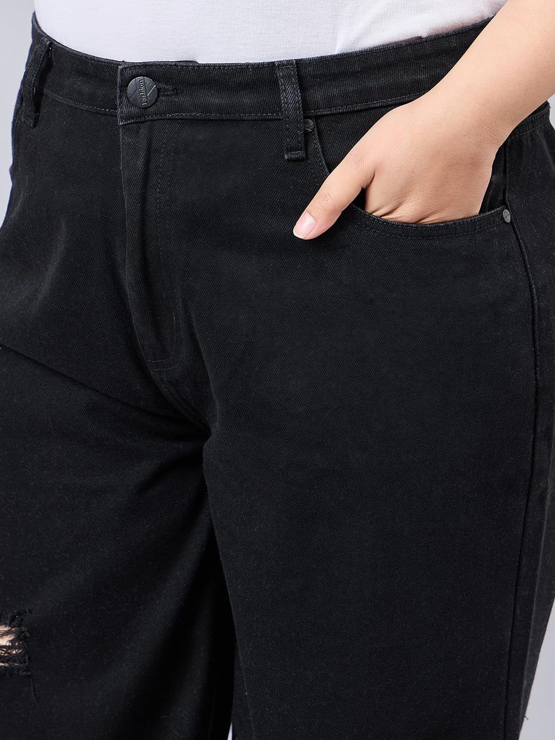 Style Quotient Women Plus Size Black Wide Leg High Rise Jeans