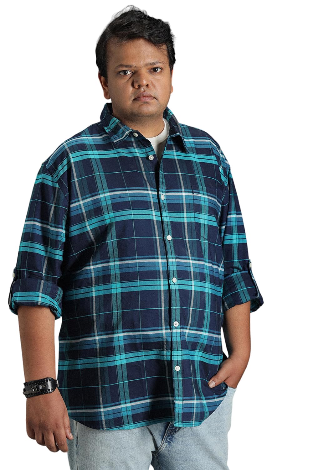 High Star MenS Solid Regular Fit Shirt (Hsmshs23527P5_Navy Blue