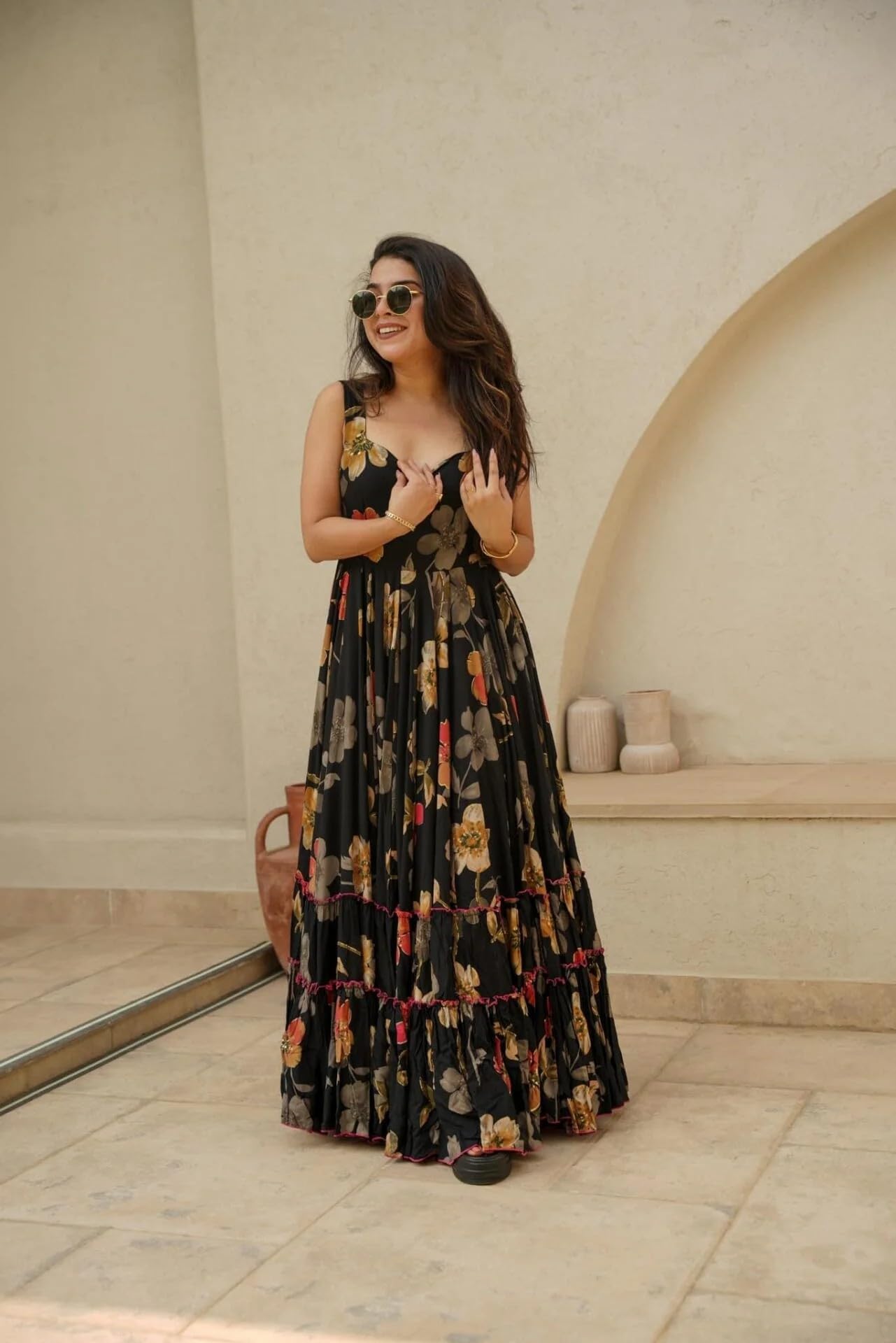 Wedani Rayon Dress for Women Black