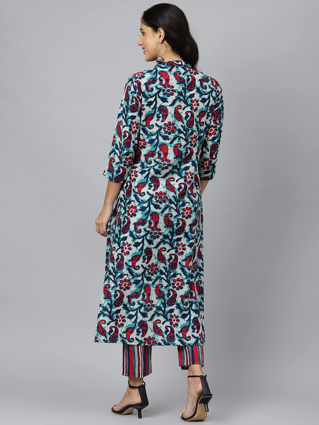 ANNI DESIGNER Women's Cotton Blend Printed Straight Kurta with Pant (Milan)