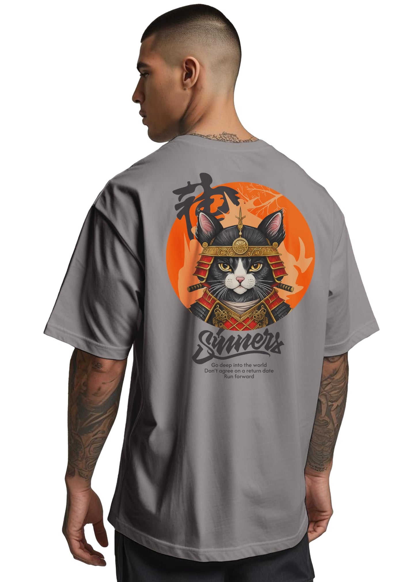 Peppyzone Mens Oversized Fit T-Shirt (PZ-OST-Trendy50_Grey