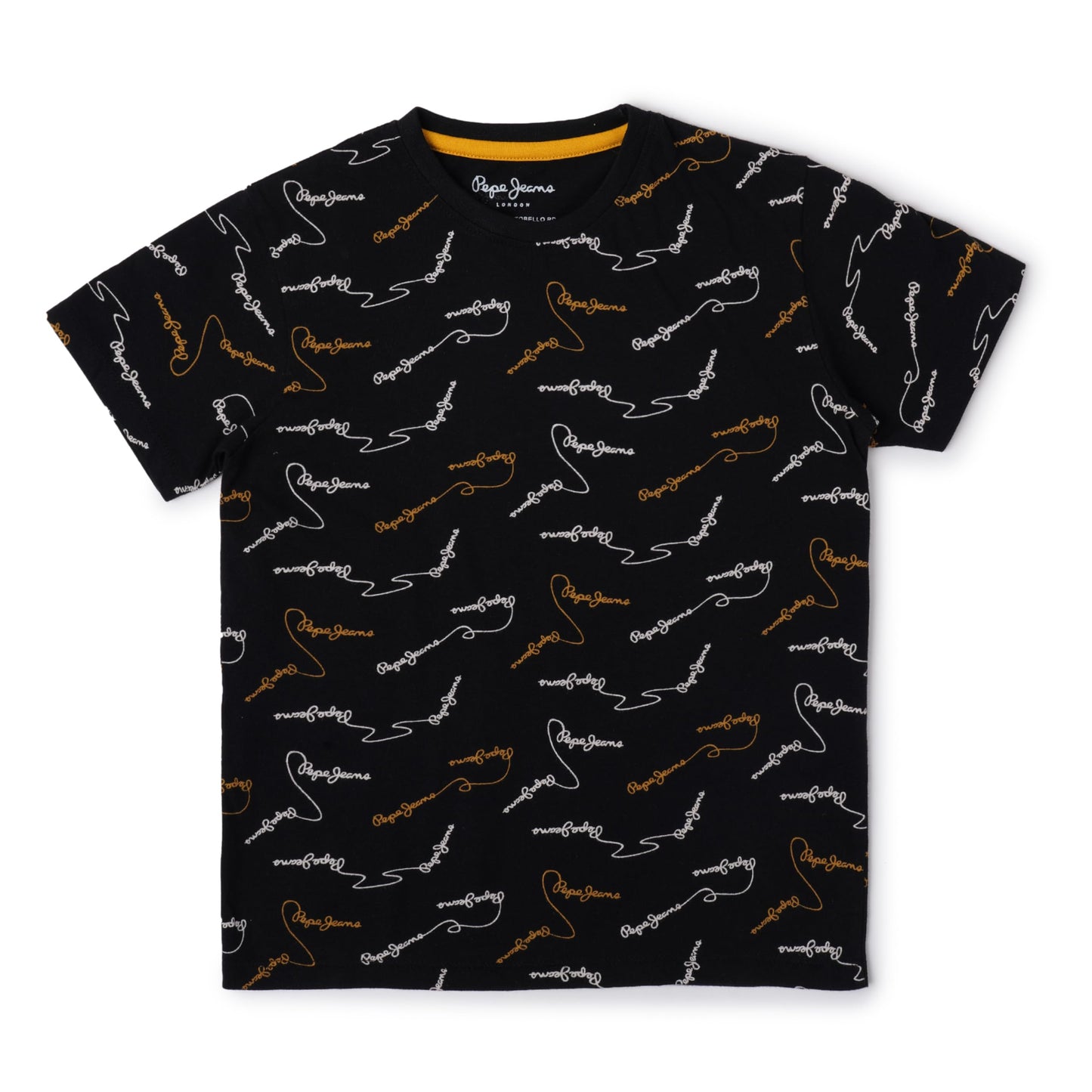 Pepe Jeans Printed Jersey Crew Neck Boys T-Shirt (Black, 8 To 10 Years)