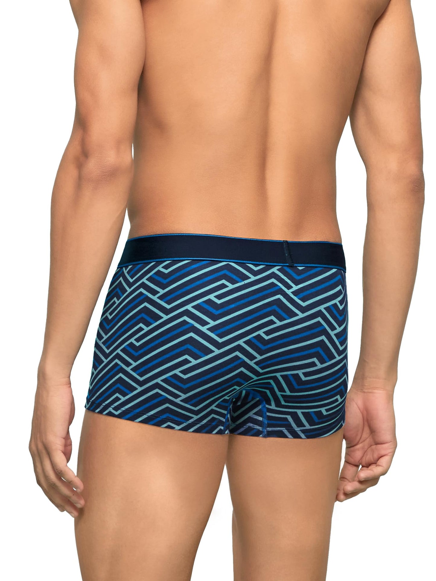 XYXX Mens Cotton Striped (Pack of 2) CR16_Trunk_01_2_3_Yellow Blue Stripes