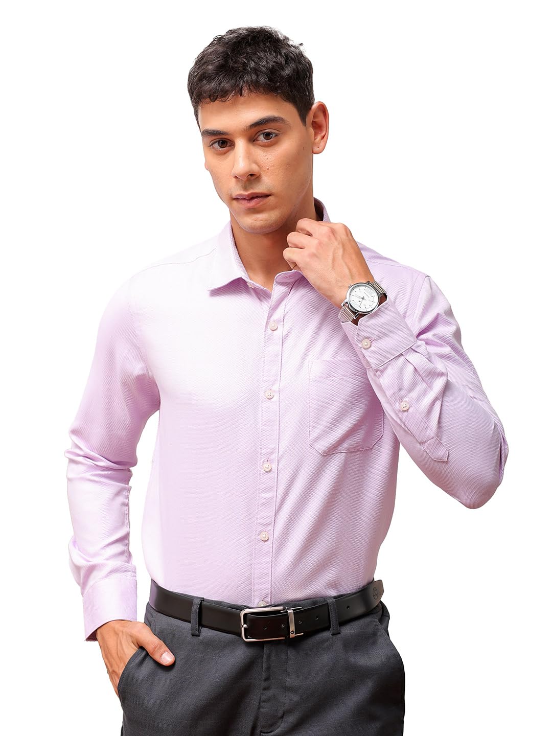 The Indian Garage Co Mens Slim Fit Shirt (0224-SHFRDB-02-01_Pink
