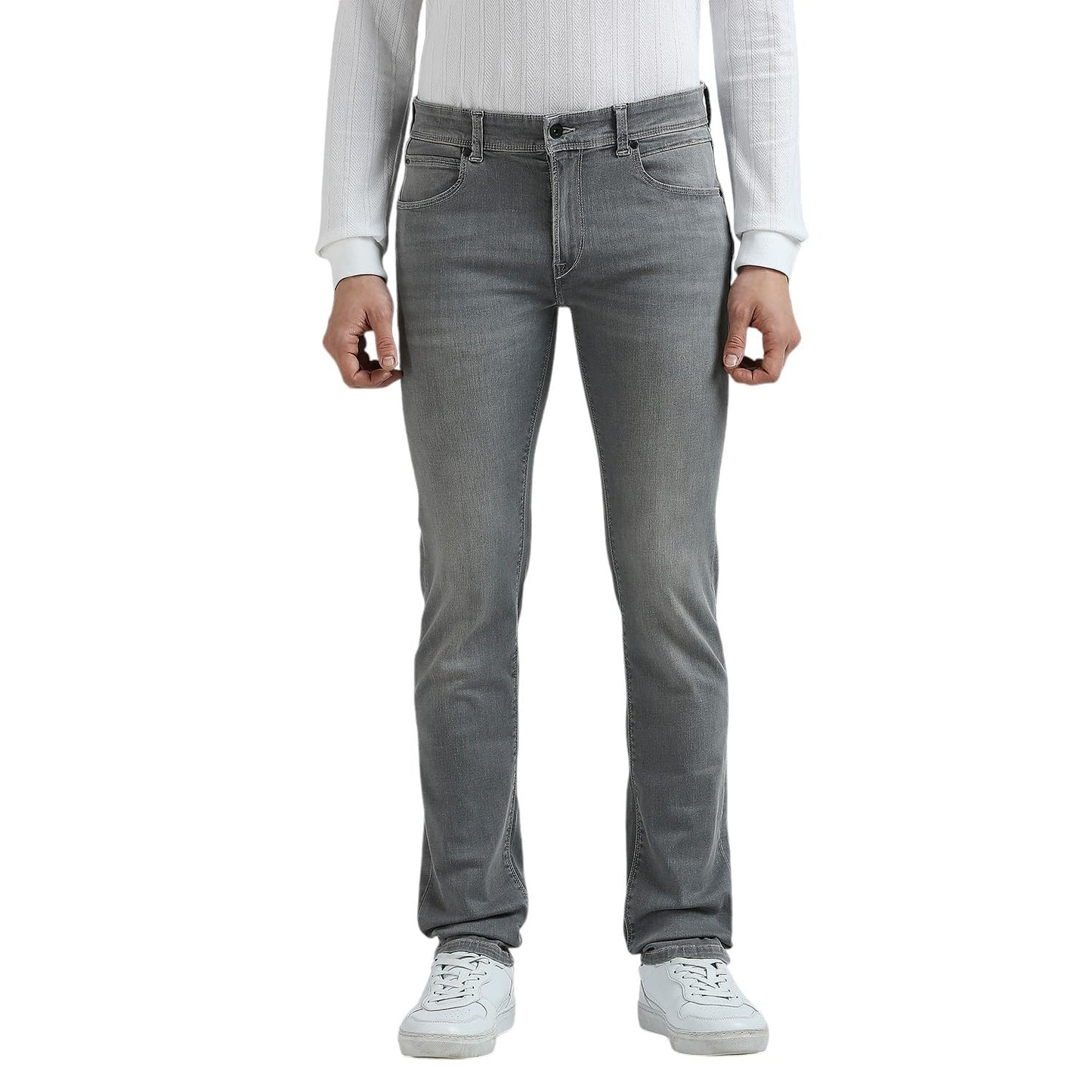 Vapour Grey Mid Rise Slim Powerflex Jeans