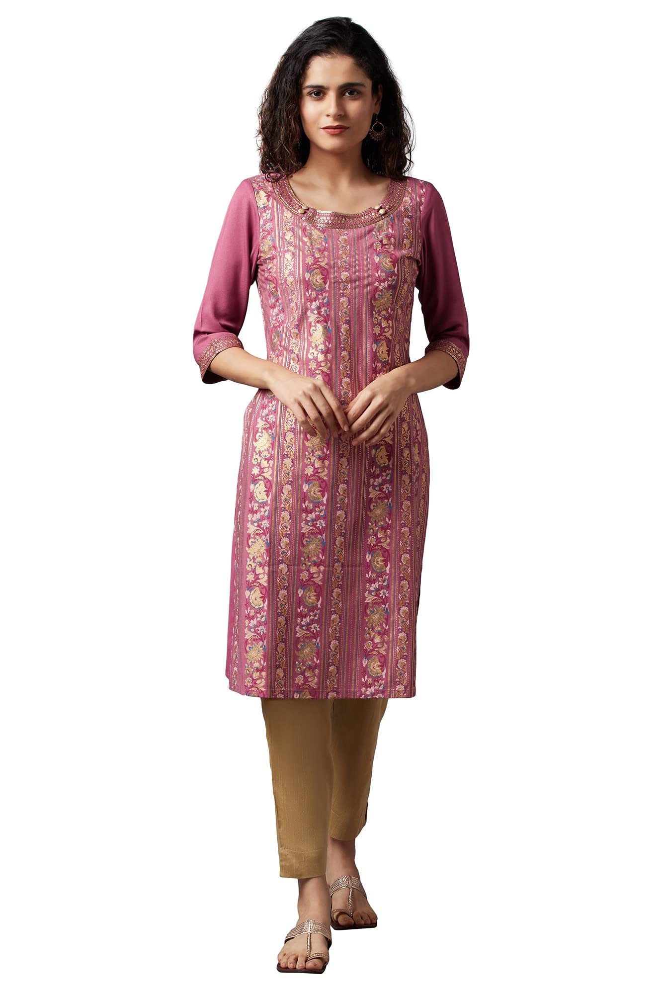 Aurelia WomenS Polyester Floral Regular Kurta (22Fea13170