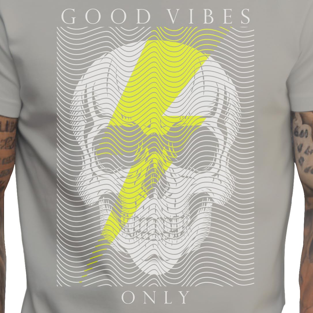 Peppyzone Mens Regular Fit T-Shirt (PZ-Skull458_Grey5