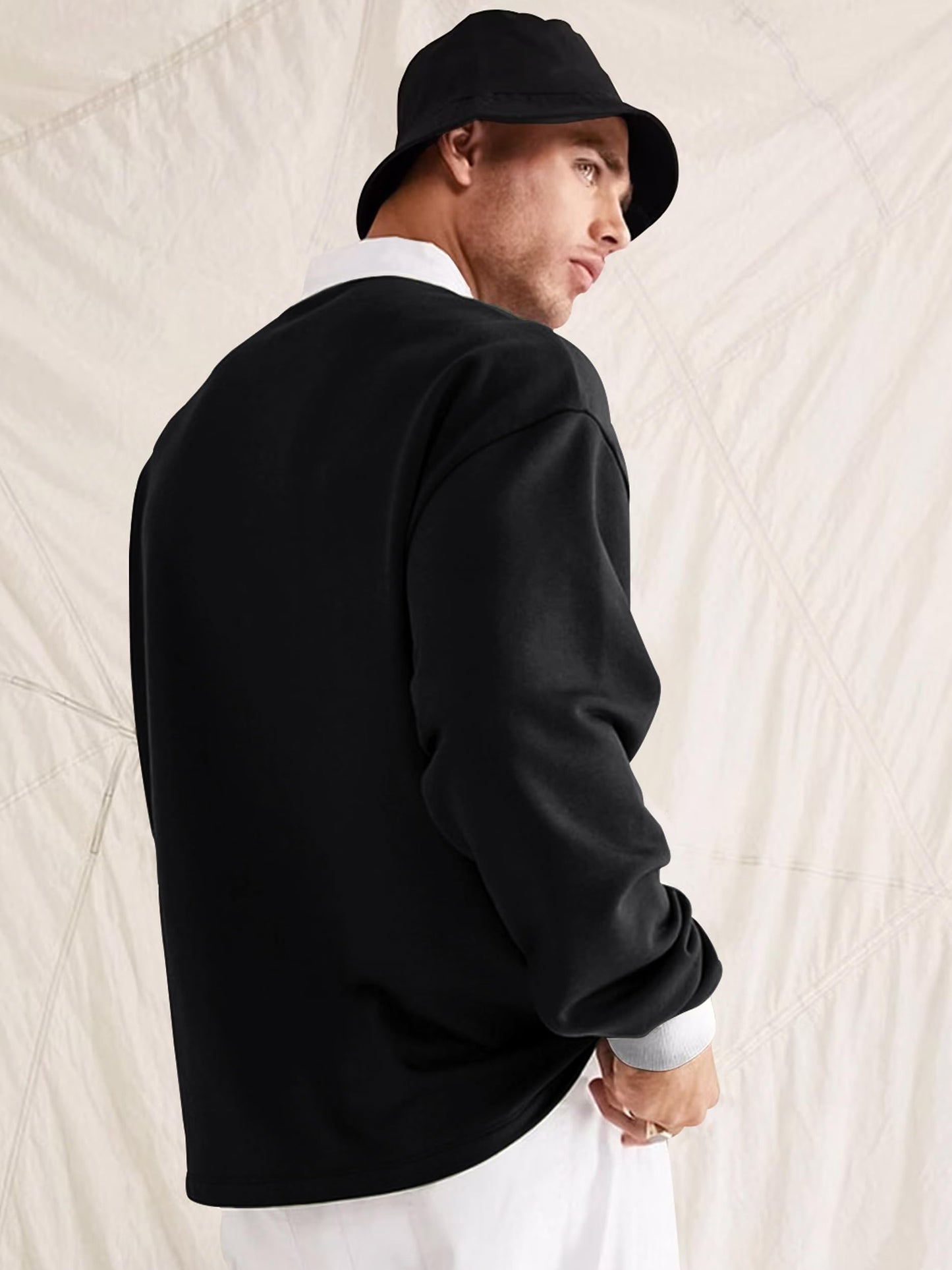 Noble Monk Mens Polo Neck Oversized Full Sleeve T-Shirt
