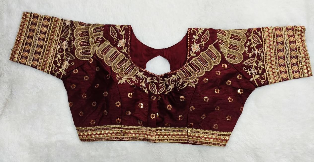 Vihu Fashion WomenS Blouse Readymade Blouse Embroidery Multi Coding Gold Thread Indian Ethnic Designer Stitched WomenS Readyma