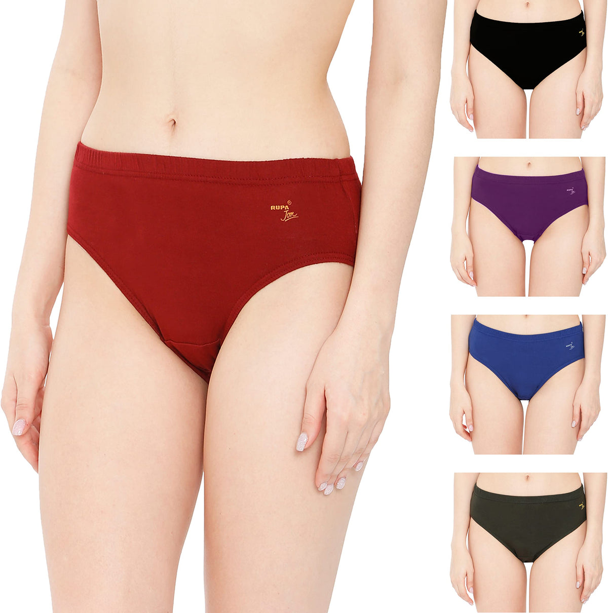Rupa Womens Cotton Briefs Regular Solid Underwear (Pack of 5) (PL_PTY_PO5_Plain