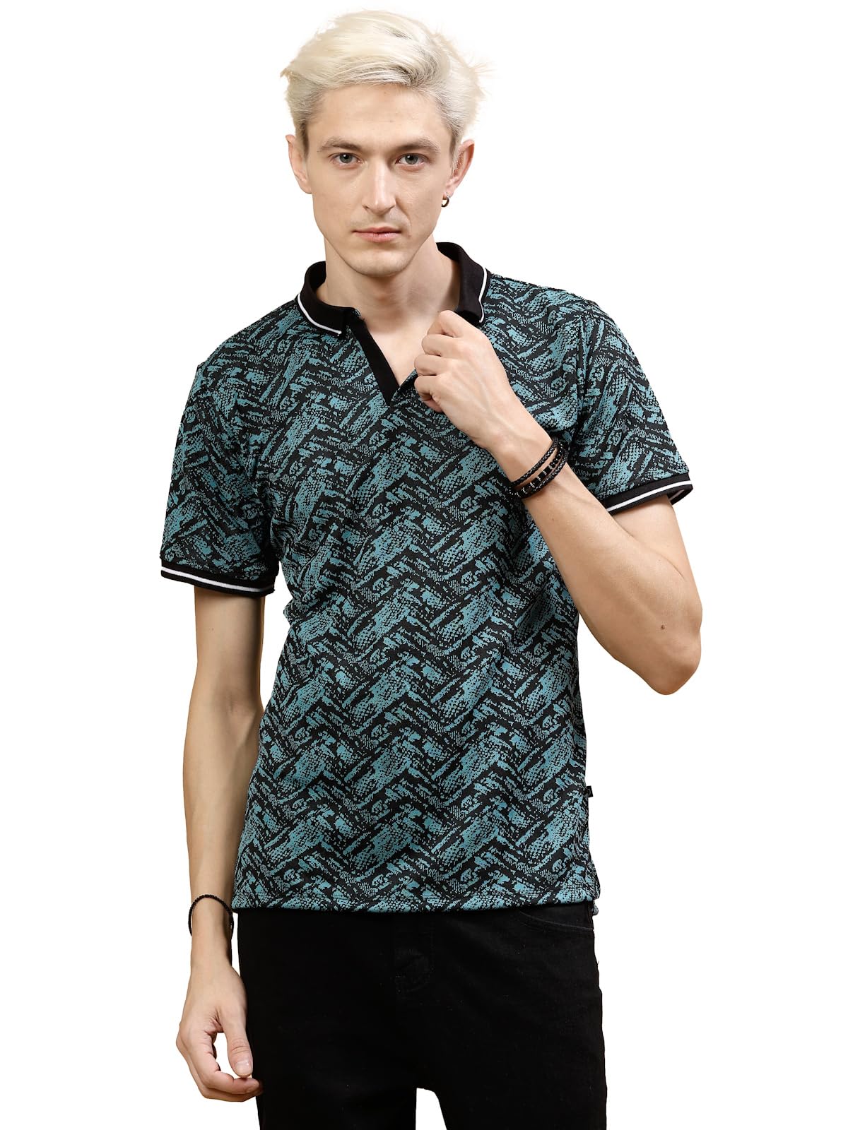 Rigo Half Sleeve Polo Neck T-Shirt for Men | Regular Fit, Solid Casual T-Shirts | Collar T-Shirts for Men Teal Green