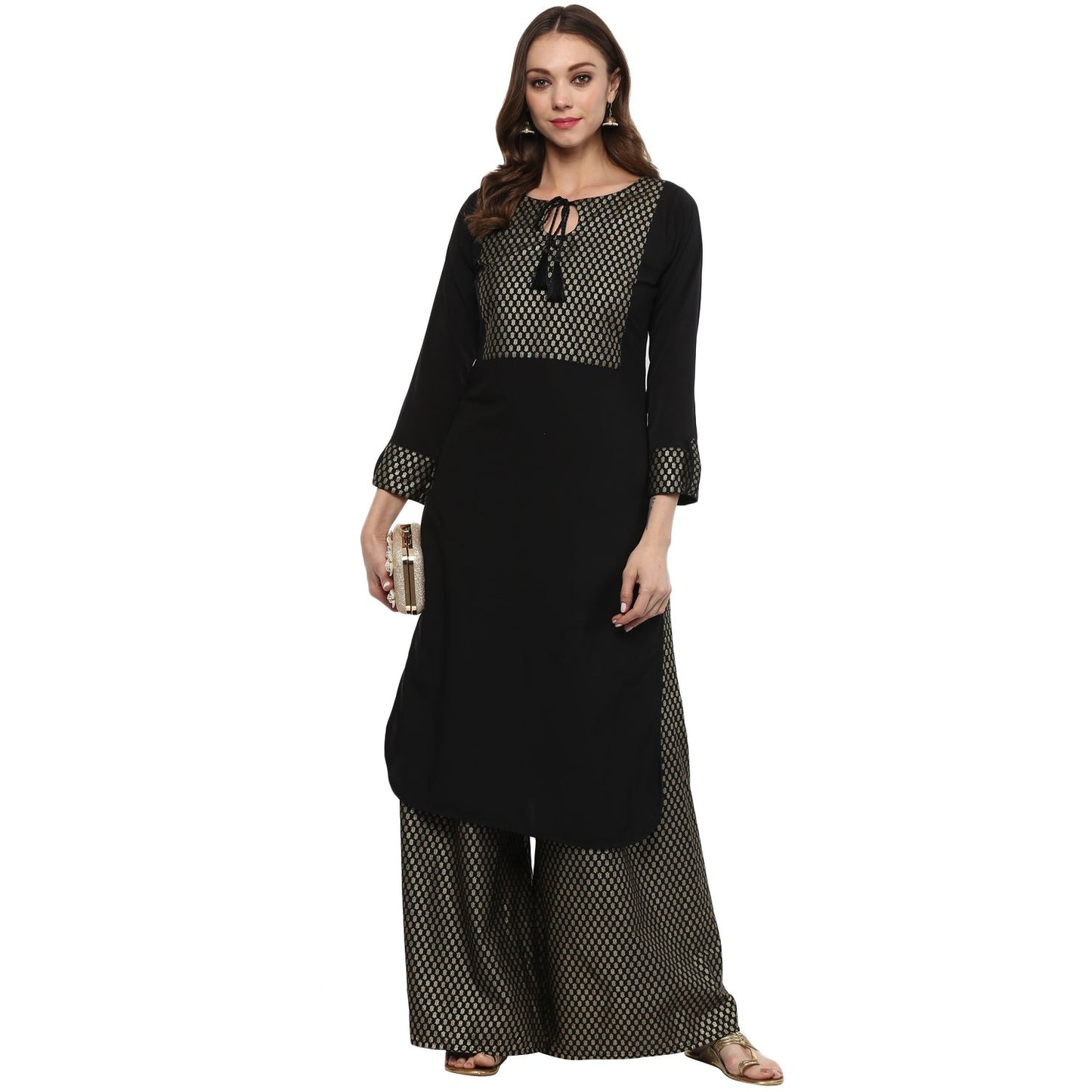 ZIYAA Women's Crepe Floral Straight Ethnic Kurta