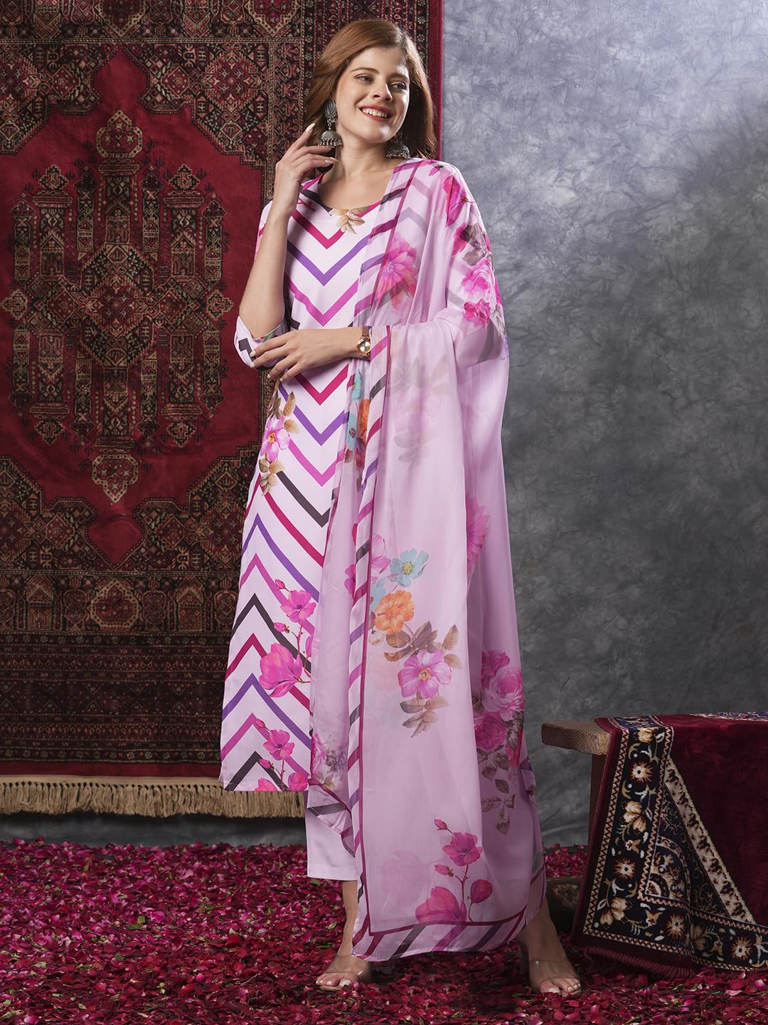 ANNI DESIGNER Women's Rayon Blend Casual Style Kurta Pant With Dupatta
