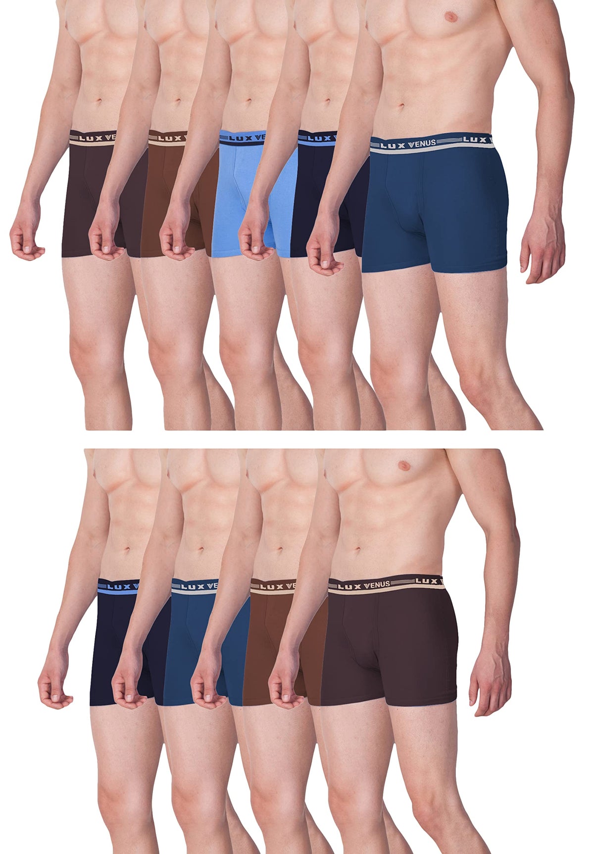 Lux Venus Pure Cotton Drawer For Men (Pack Of 9) Multicolour