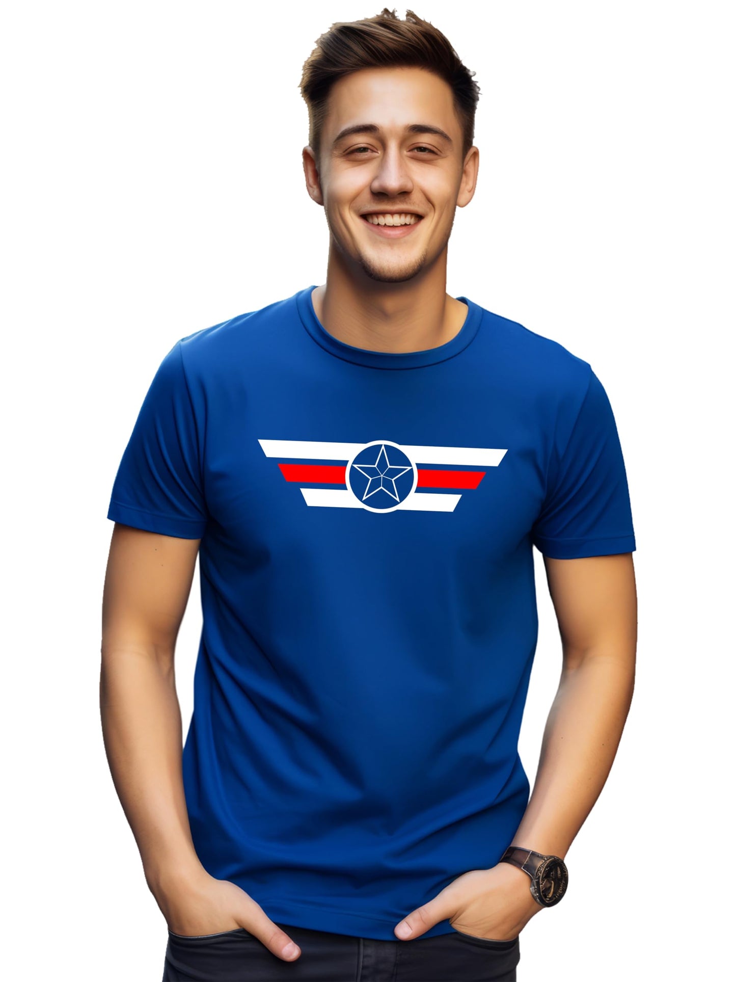 ADRO Tshirt for Men | Printed T Shirt for Men | 100% Cotton T-Shirt |Printed T Shirt | T-Shirts | RN24-CAP-RB-S Royal Blue