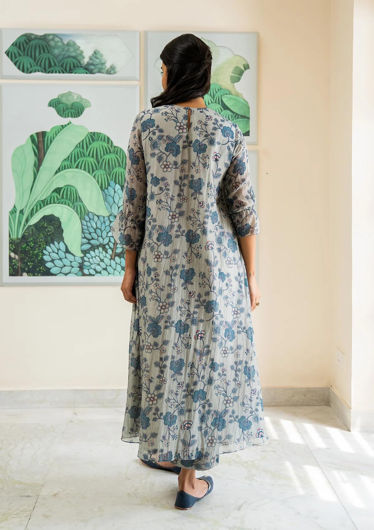 GoSriKi Women's Rayon Viscose Printed Anarkali Kurta with Pant