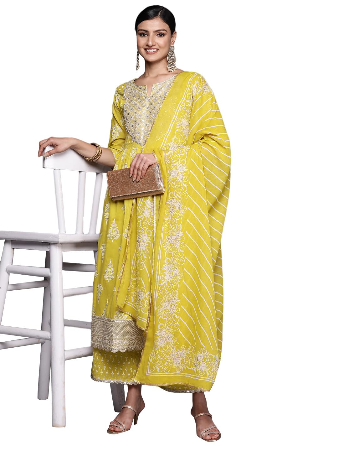 Libas WomenS Pure Cotton Kurta Sets (34252_Mustard