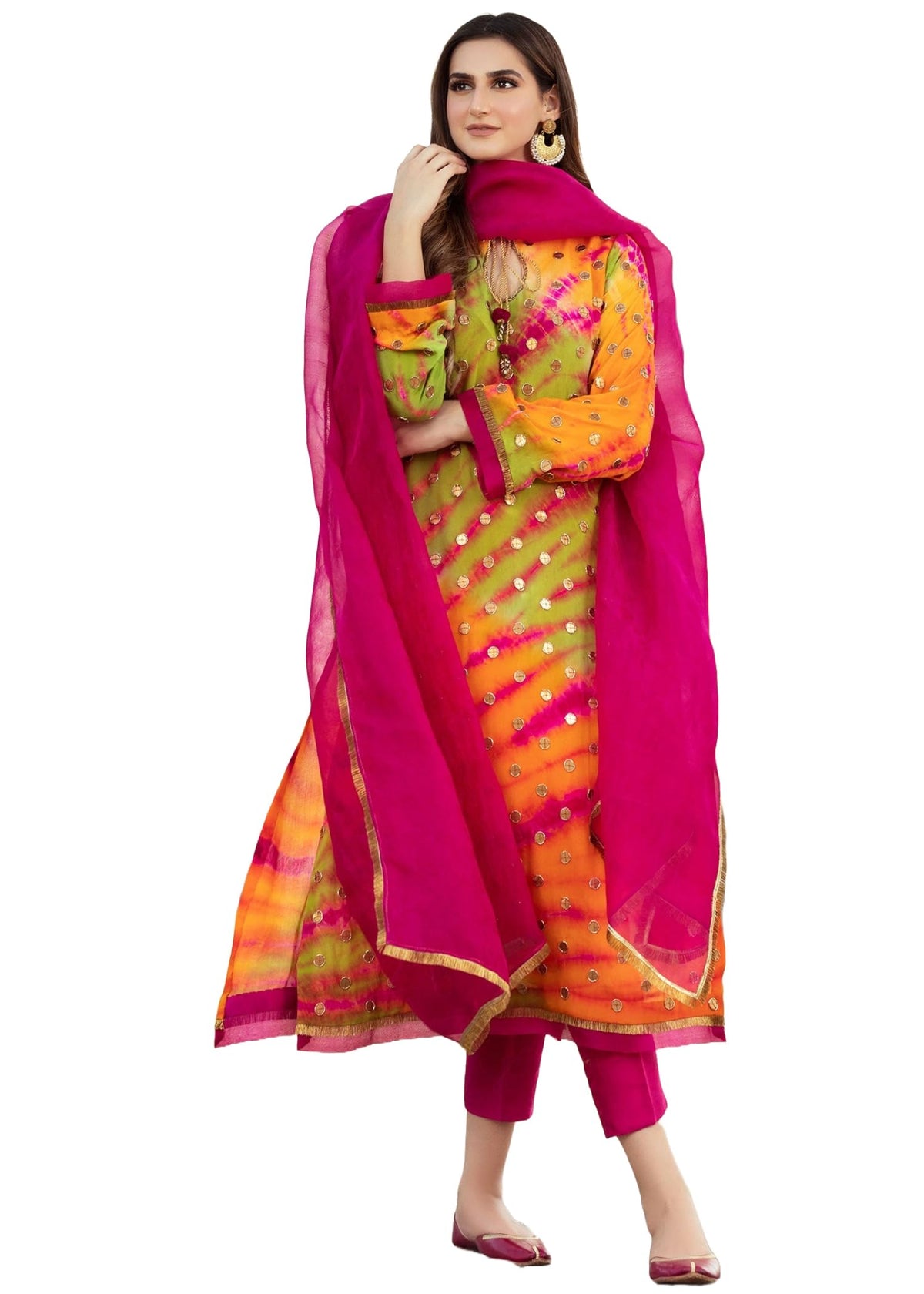 ANNI DESIGNER Women Rayon Viscose Straight fit Printed Kurta with Pant & Dupatta (Rubicon Multi_M_Multicolor_Medium)