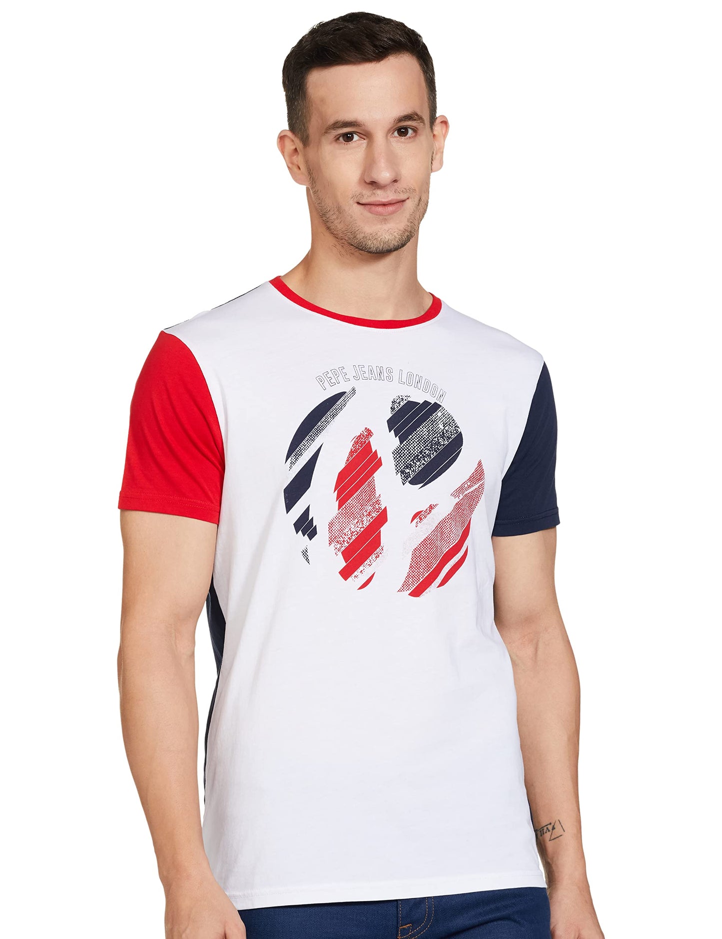 Pepe Jeans MenS Geometric Regular Fit T-Shirt (Pm508765_White