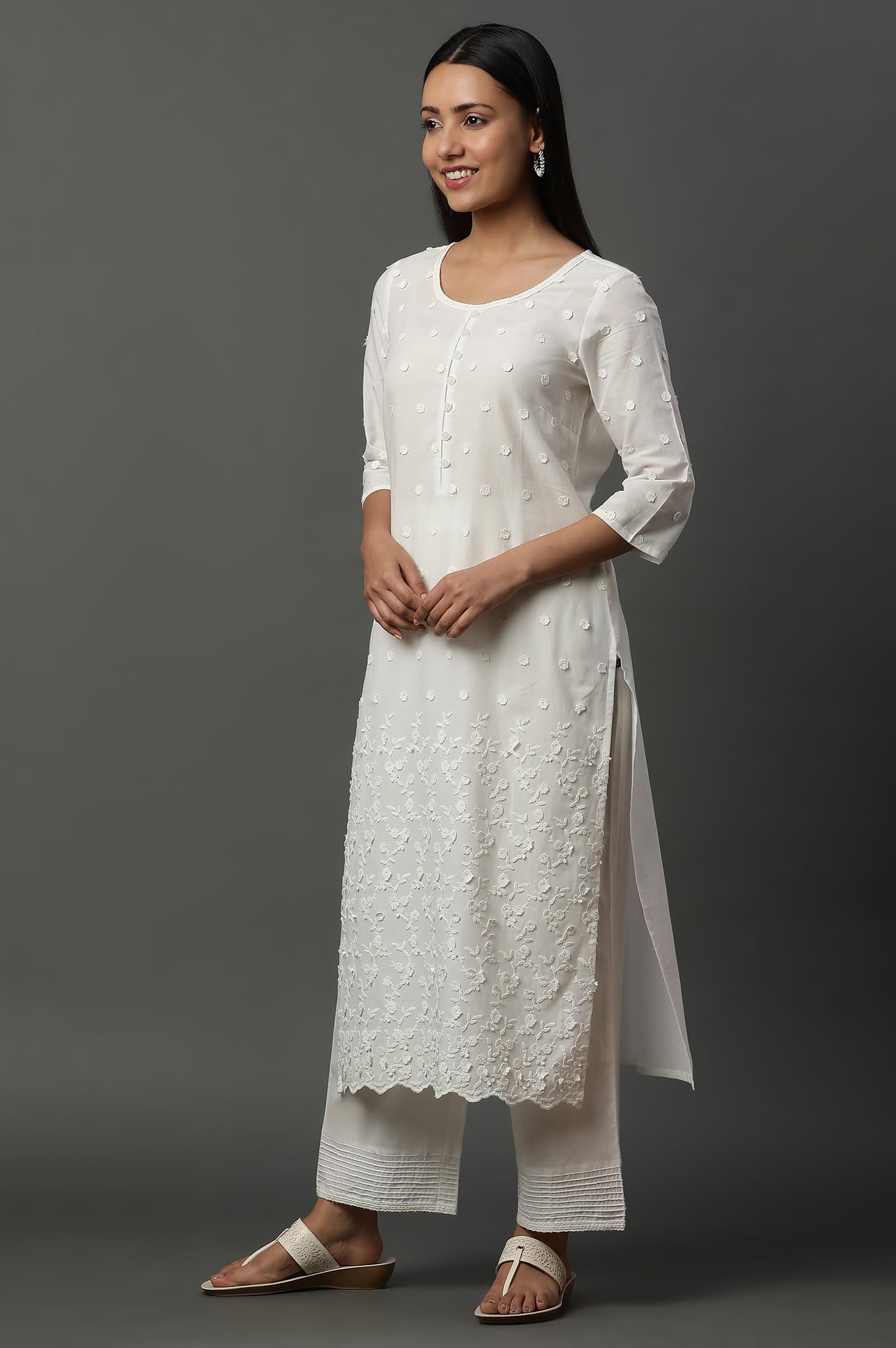 Aurelia WomenS Cotton Kurta Set (24Feas14977_White