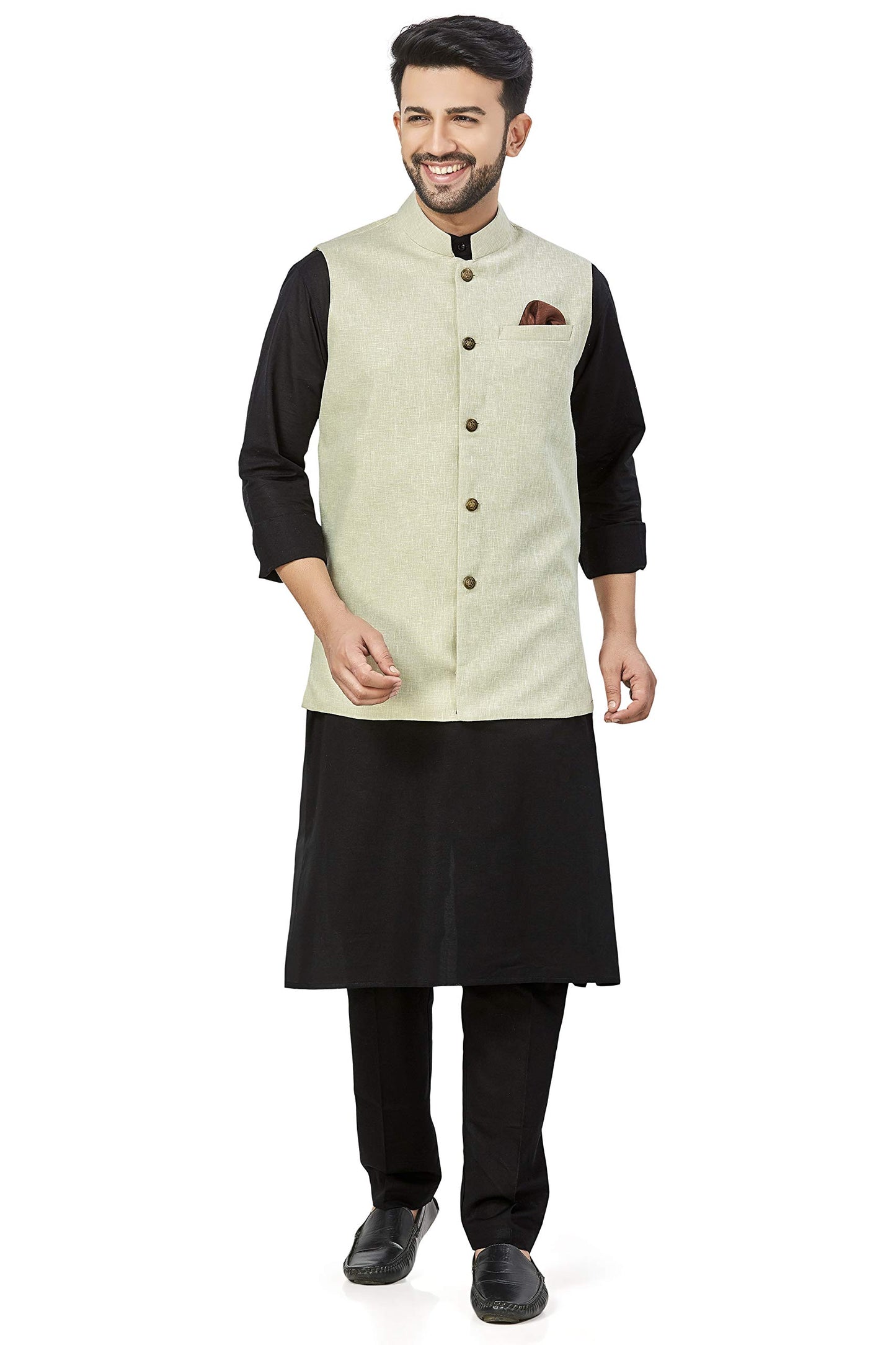 baaamboos 100% Cotton Blend Stylish Trendy Solid Pattern Sleeveless Comfortable Mens only Nehru Jacket for Regular Use Ethnic W