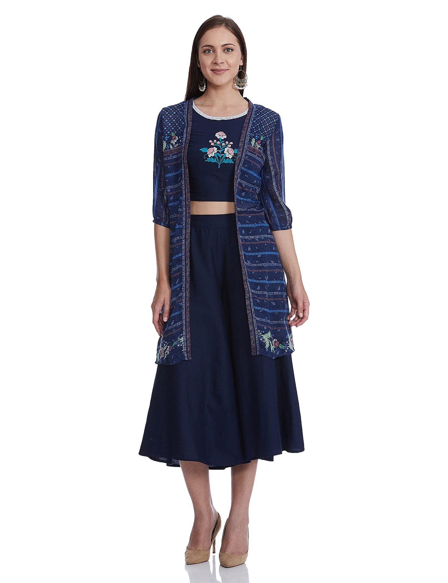 Aurelia WomenS Georgette Salwar Suit Set (20Feas30171-501457_Blue_Small)