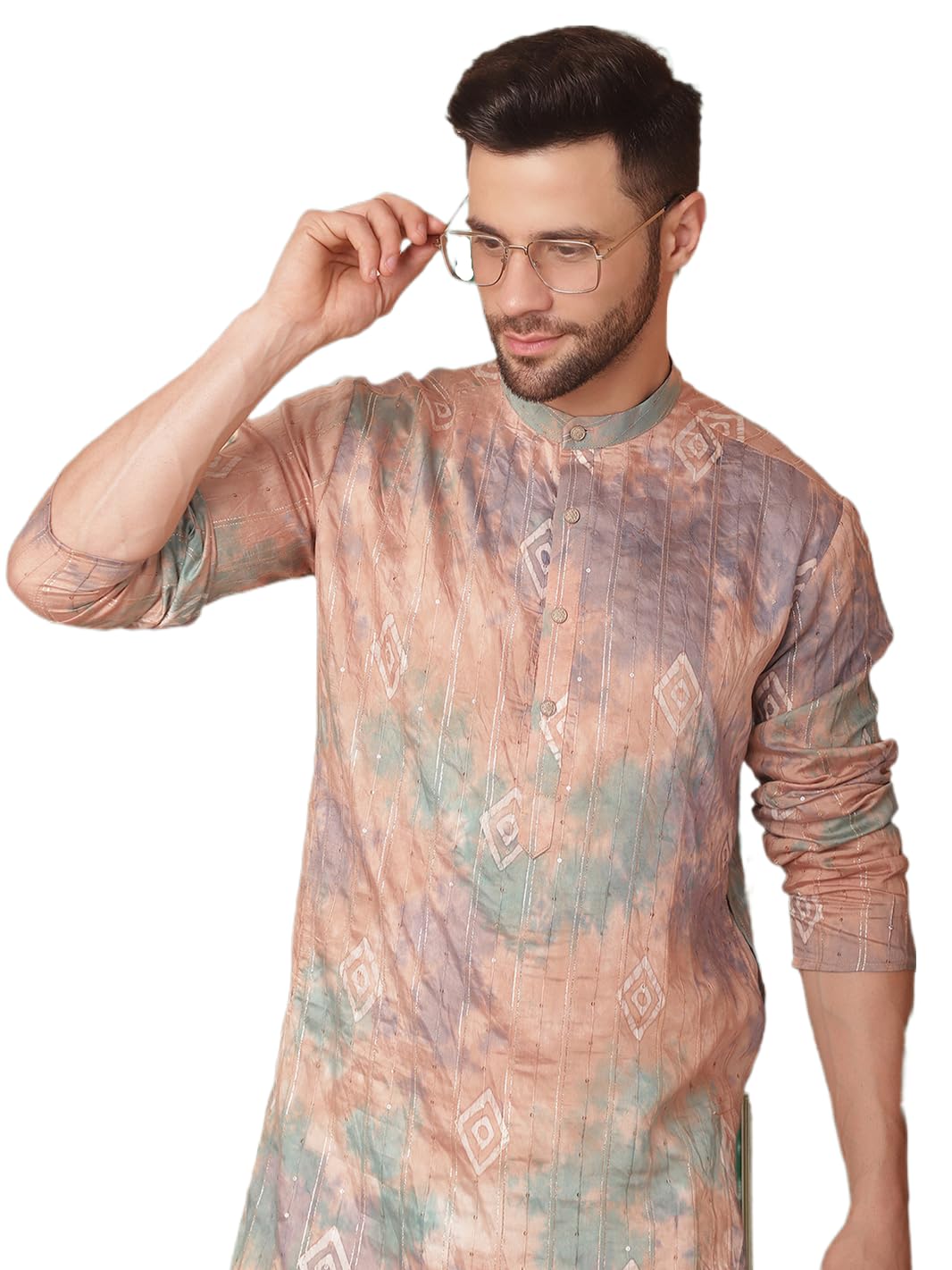 Jompers Mens Multi Tie Dye Printed Kurta