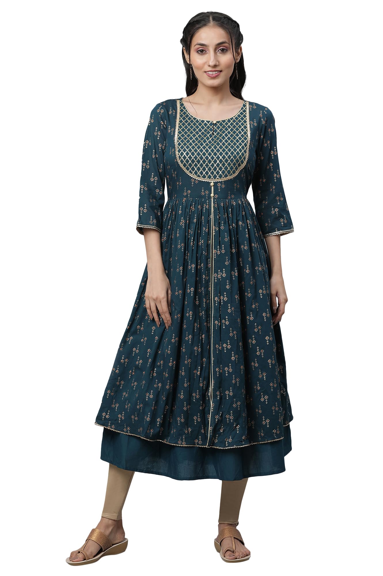Aurelia Women's Jasper Geometric Printed Pure Cotton Kurta_23AUA14529-507304_XS
