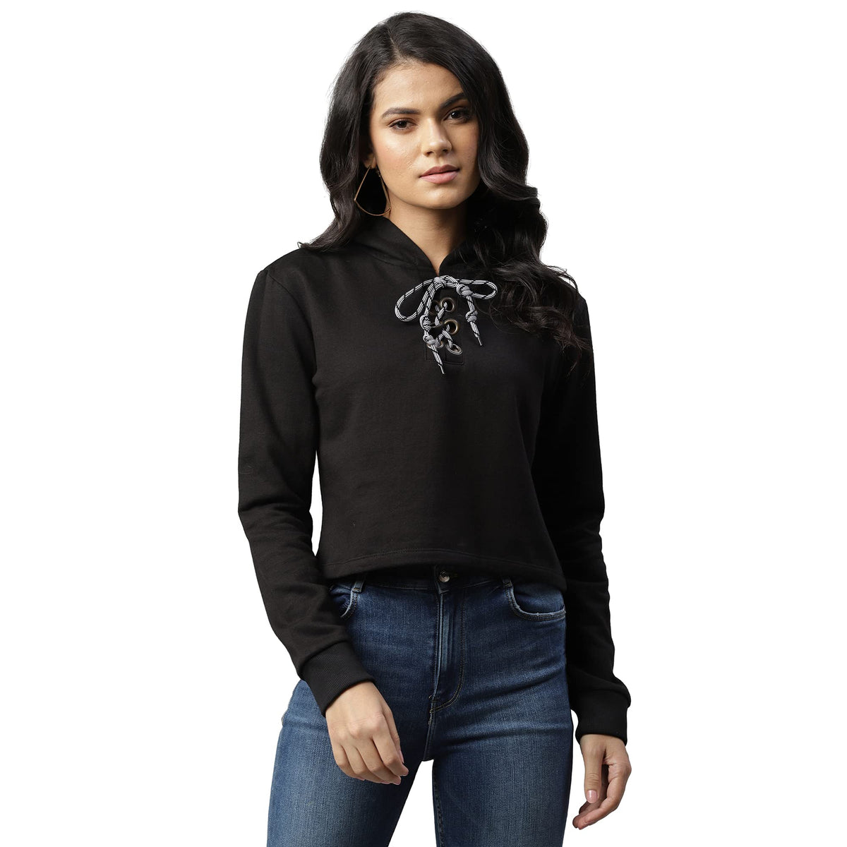 Rigo Fleece Printed Hooded Sweatshirt for Womens | Casual Wear Stylish Huddy Sweatshirts for Women | Full Sleeves Hoodies for W