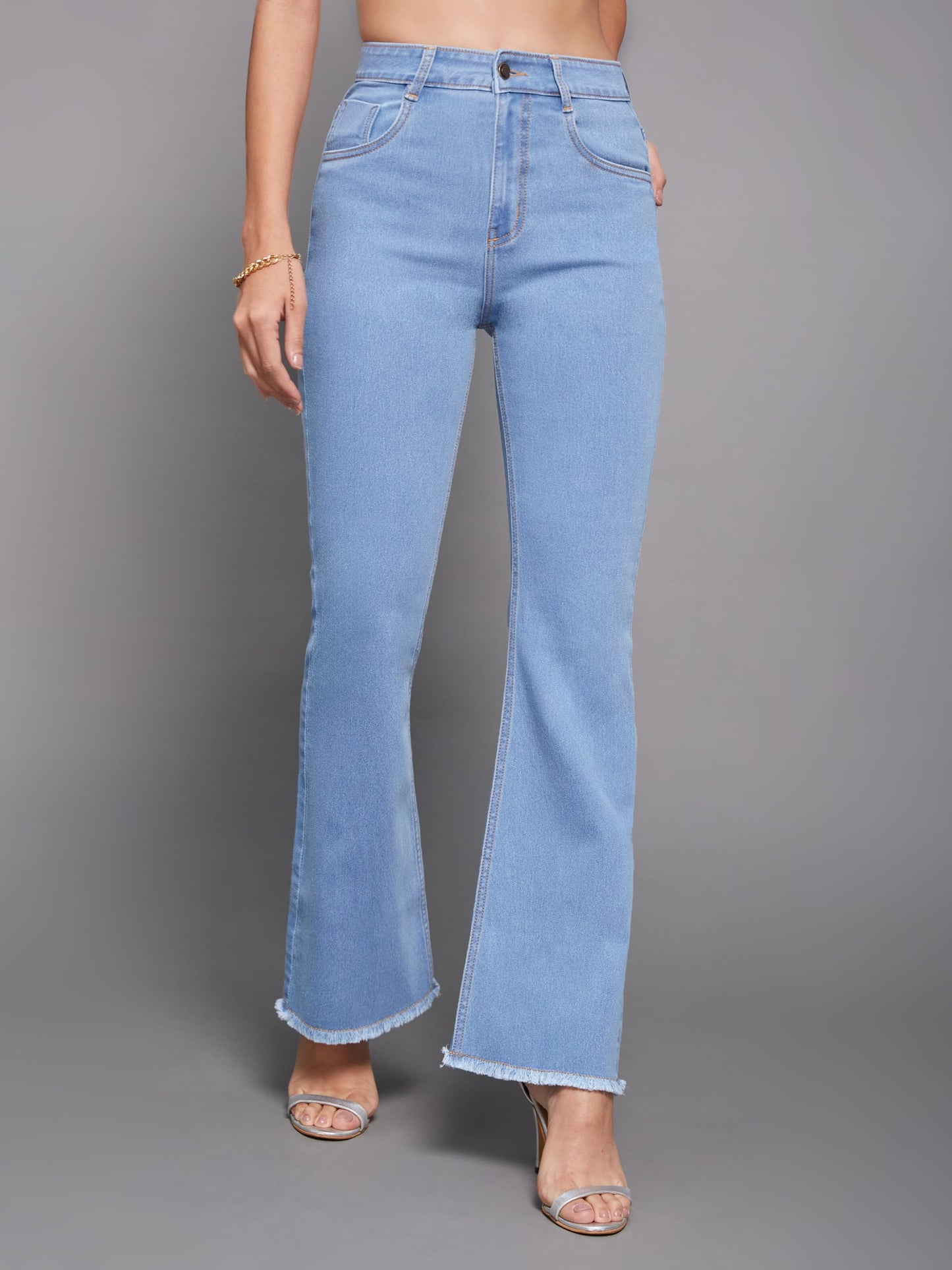 Miss Chase WomenS Wide Leg High Regular Stretchable Denim Pant (Mcss24Den13-06-187-30, Green, 30)