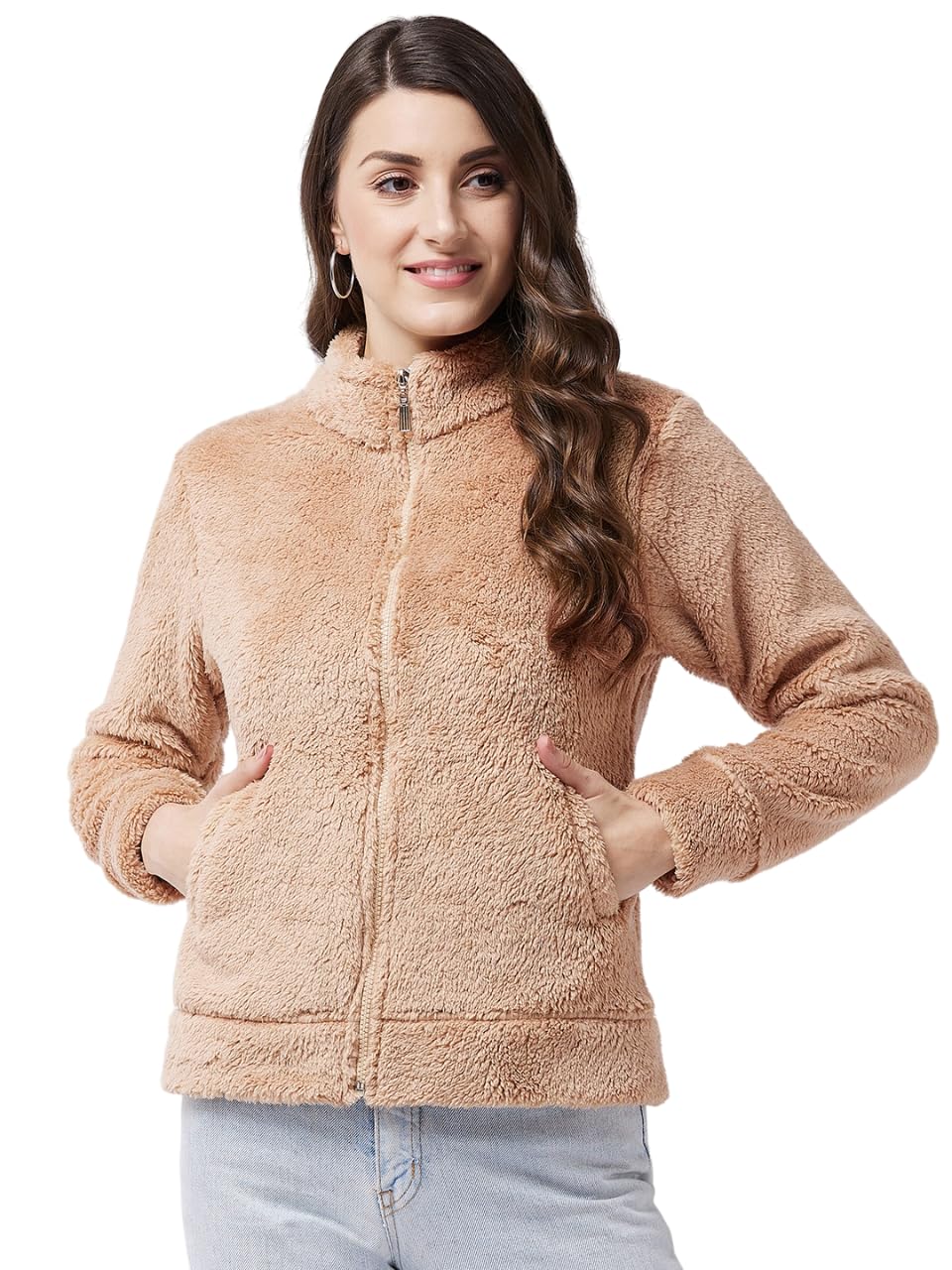 Modeve Women Solid Full Sleeve Jacket For Winter Jacket For Winter-Fawn