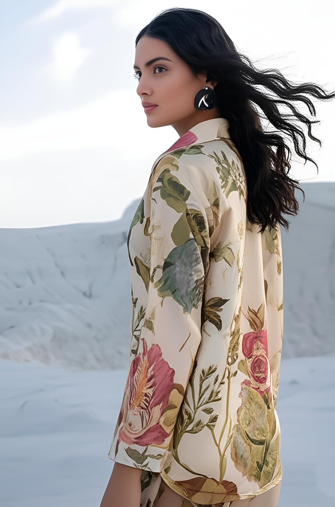 Yashika Women's Floral Print Cotton Blend Kurta Bottom Set, Large, Beige, Model AZ-YS-INT-KS2149-W