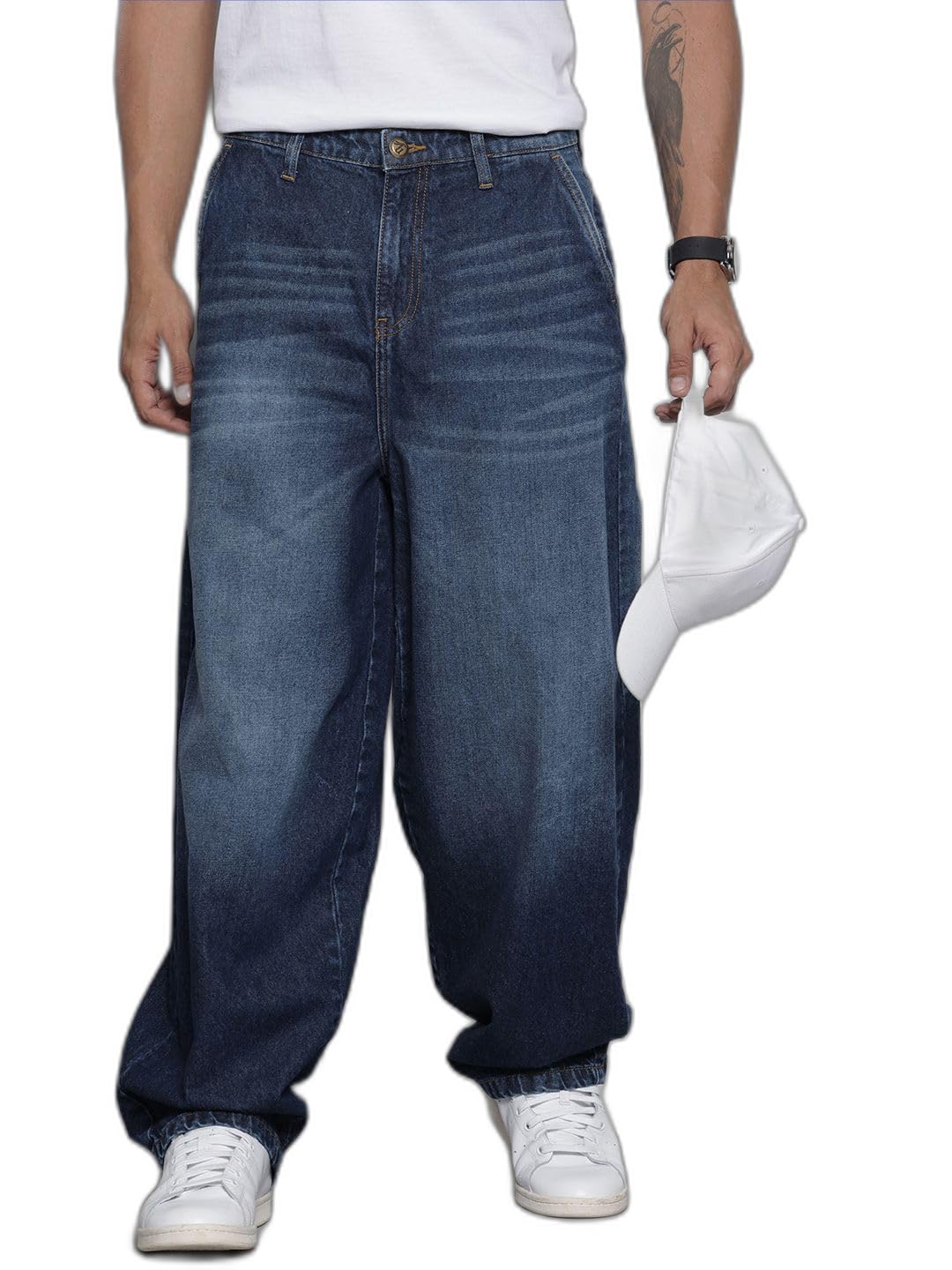 The Indian Garage Co Mens Baggy Loose Skater Solid Jeans