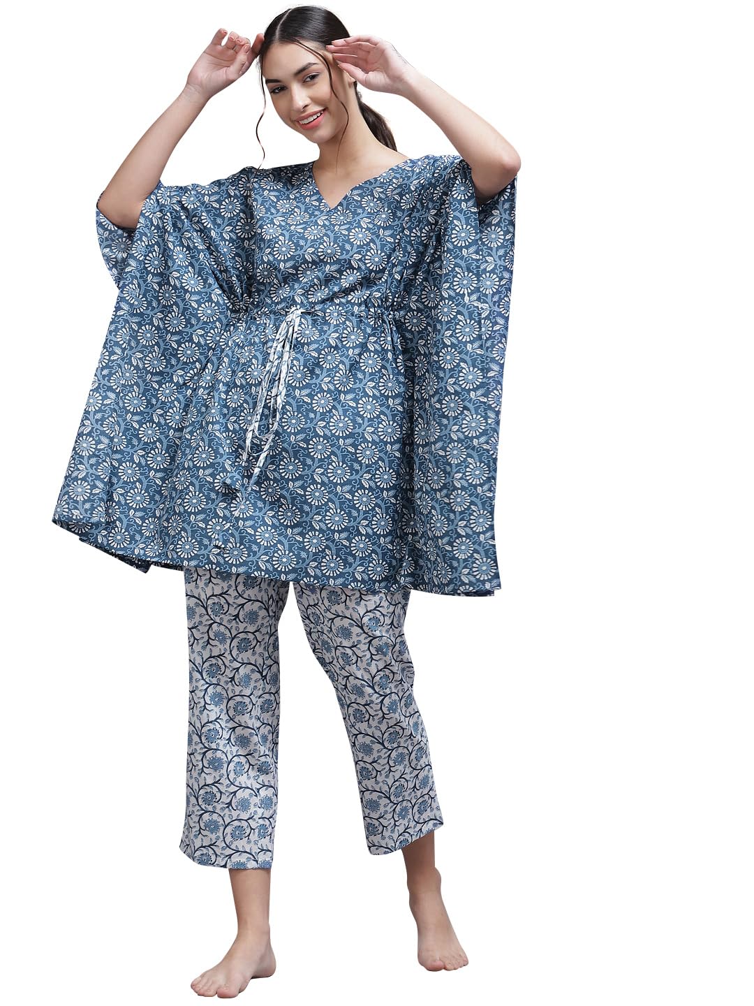 Libas Womens Printed Cotton Kaftan Night Dress For Women