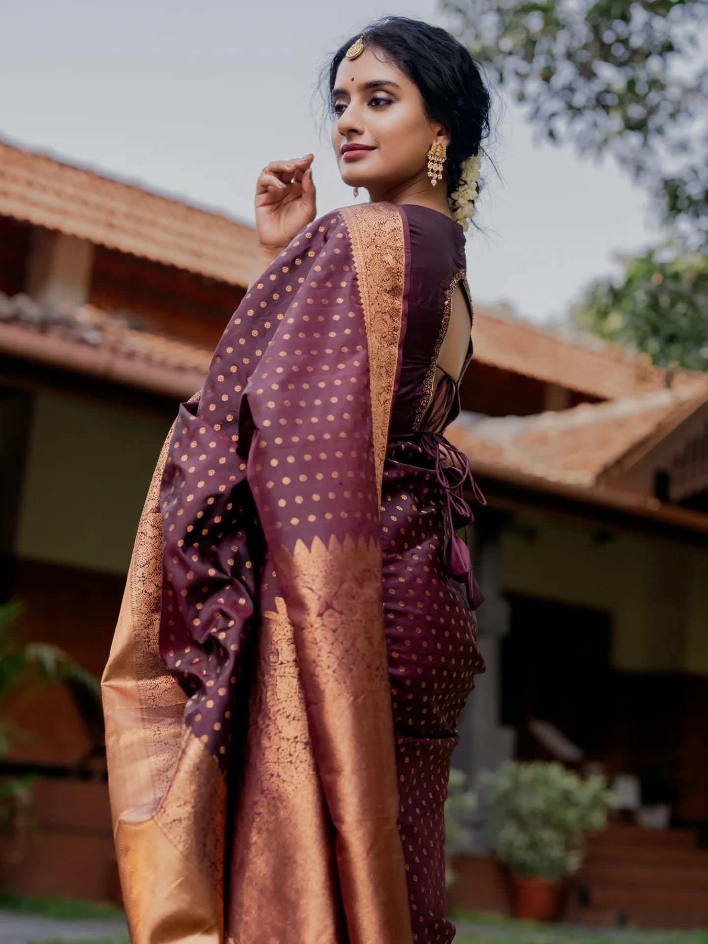 Sugathari Womens Maroon Banarasi Kanchipuram Silk Saree for Women Traditional Wedding & Party Saree with Blouse Piece Ethnic