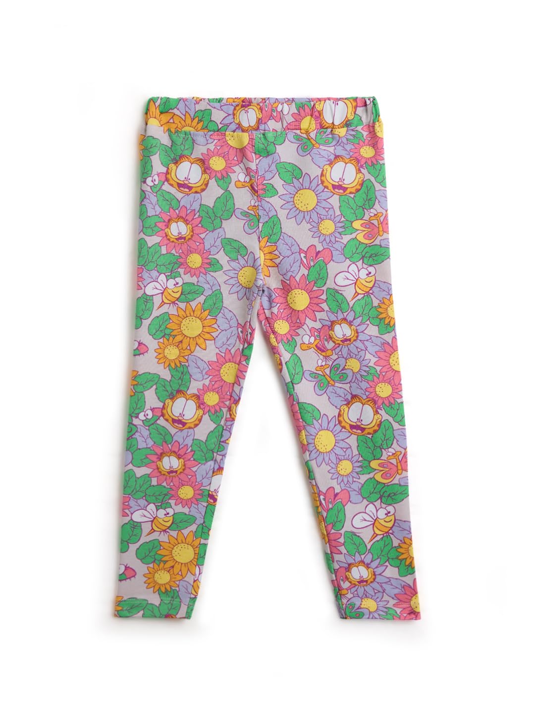 The Souled Store Garfield: Floral Girls Pull On All Over Printed Regular Fit Cotton Leggings (2-8 Yrs)