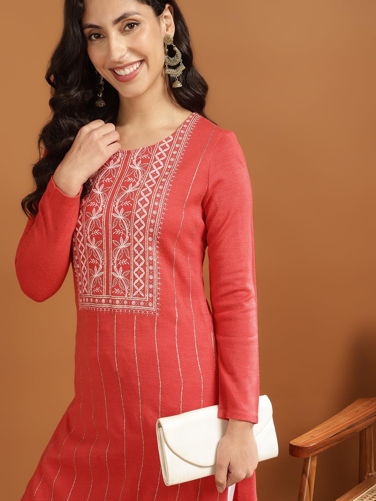 rangita Coral Acrylic Calf Length Printed Straight Kurti for Women | Kurta for Women