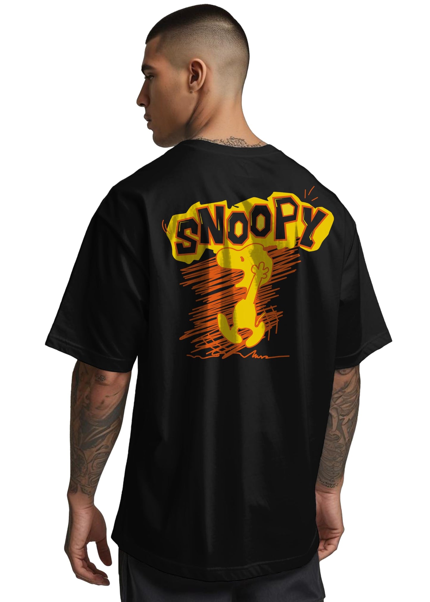 Peppyzone Mens Oversized Fit T-Shirt (PZ-OST-Trendy43_Black