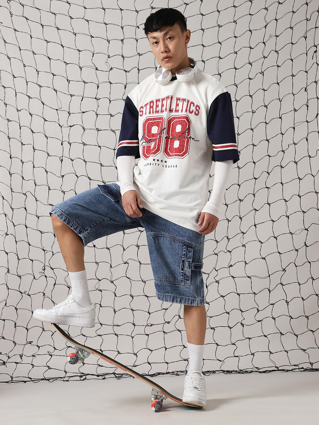 Hubberholme Men Cotton Varsity Oversized Fit Round Neck Half Sleeves Tshirts 14