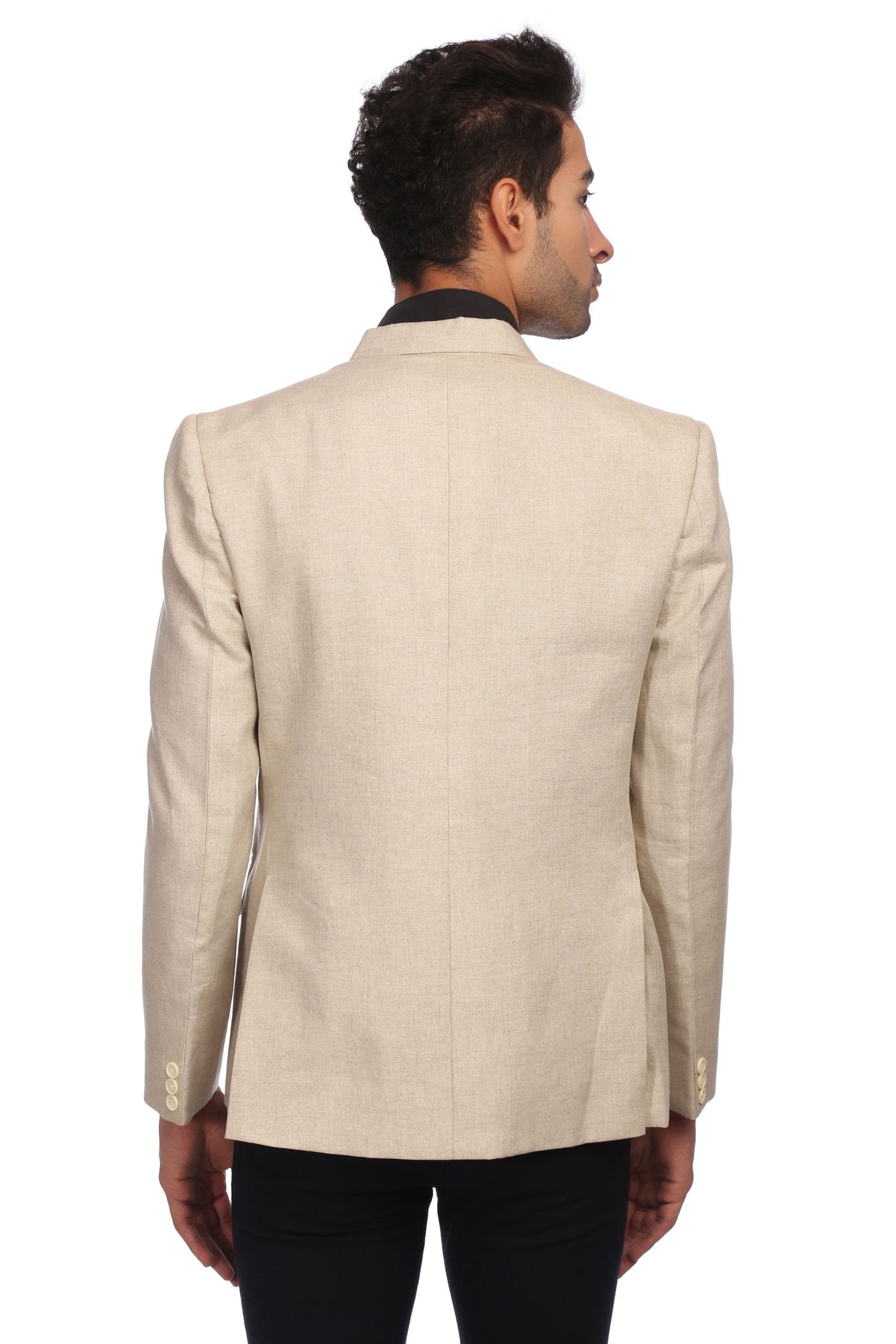 WINTAGE Mens Linen Tailored Fit Solid Evening/Casual Blazer Coat Jacket : Beige