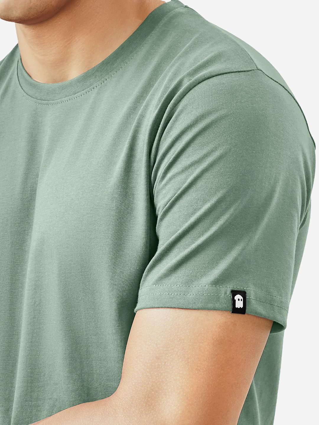 The Souled Store Men Sage Green Solid T-Shirts