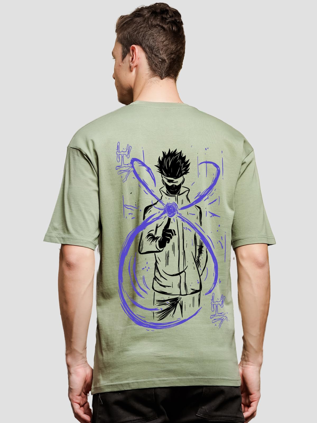 ADRO Oversize T Shirt for Men | Drop Shoulder Cotton T Shirt | Anime Oversize T-Shirt | Luffy T Shirt Gear 5| Trendy Front and B