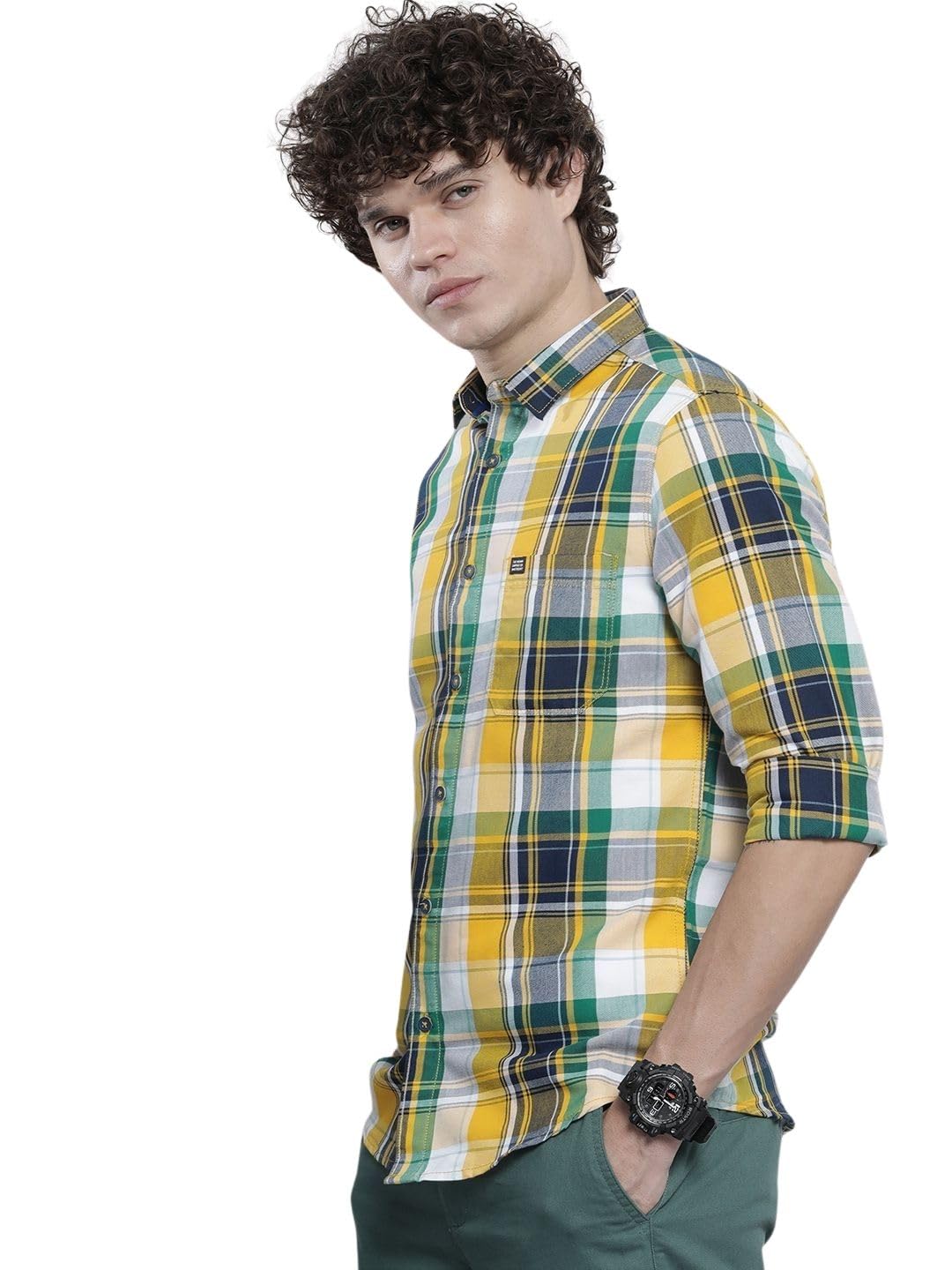 The Indian Garage Co Mens Slim Fit Shirt (1122-SHBCCPYD-04-01_Yellow