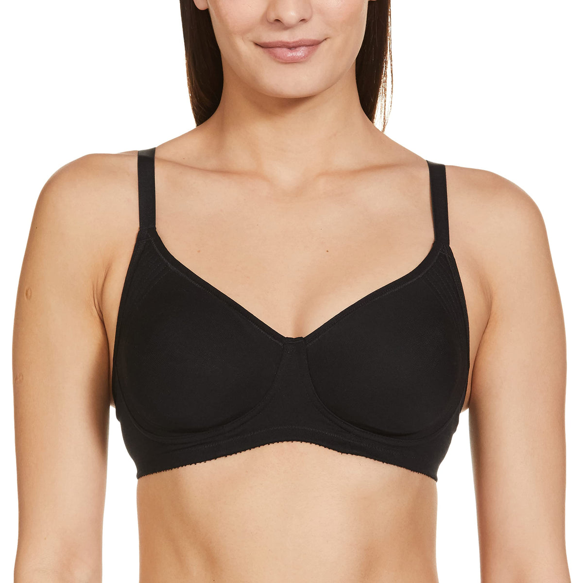 Enamor A042 Side Support Shaper Stretch Cotton Everyday Bra - Non-Padded, Wire-Free & High Coverage Black
