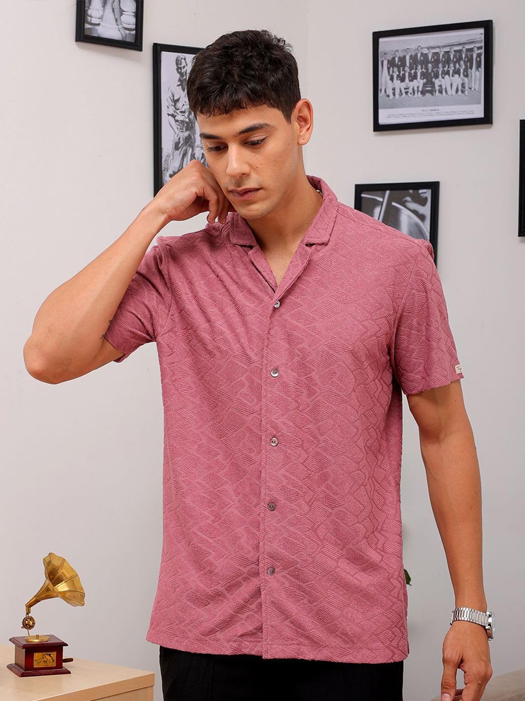 The Indian Garage Co Mens Slim Fit Shirt (1223-SHTKRS-04-02_Pink