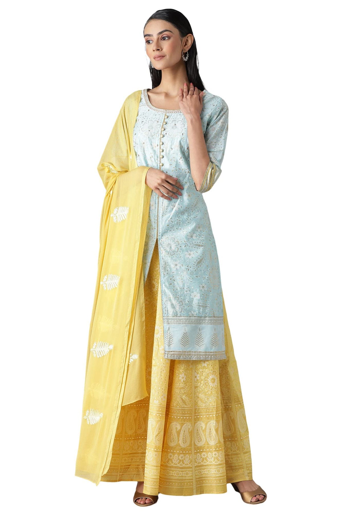 Aurelia WomenS Viscose Kurta, Skirt & Dupatta (22Aud10361-501940_Blue_S)