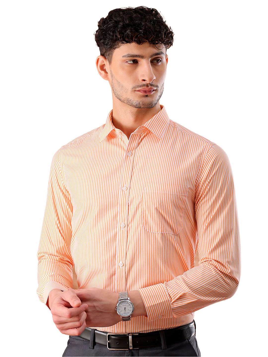 The Indian Garage Co Mens Slim Fit Shirt (0424-SHFRST-02-04_Orange