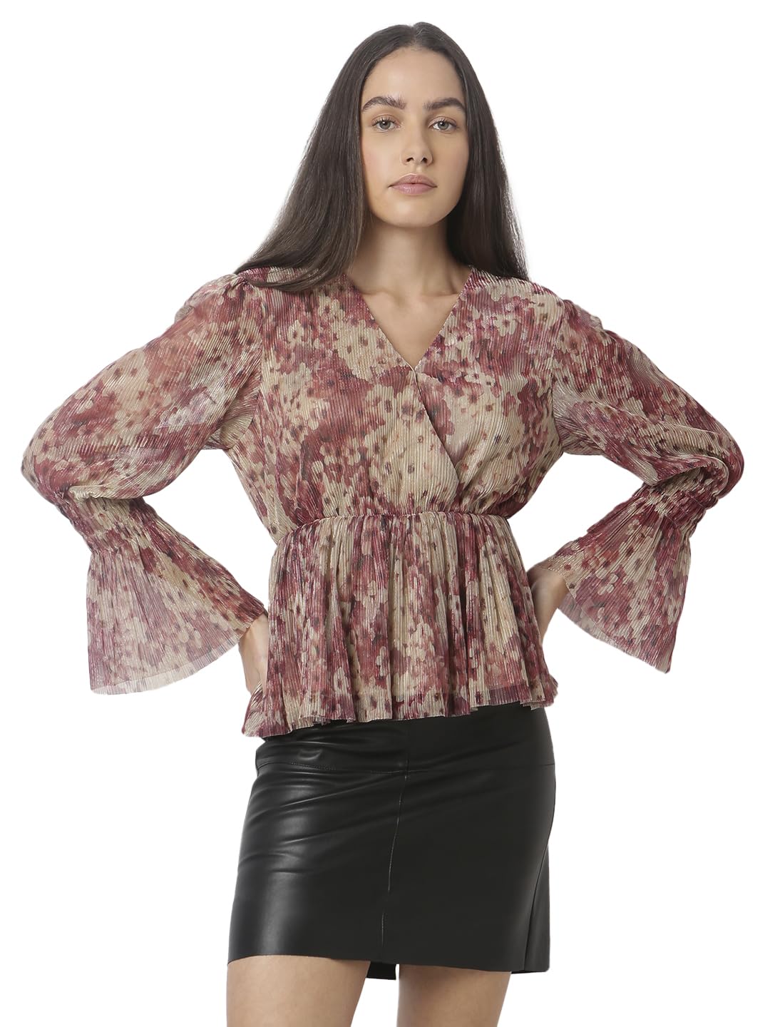 Vero Moda WomenS Peplum Beige Top